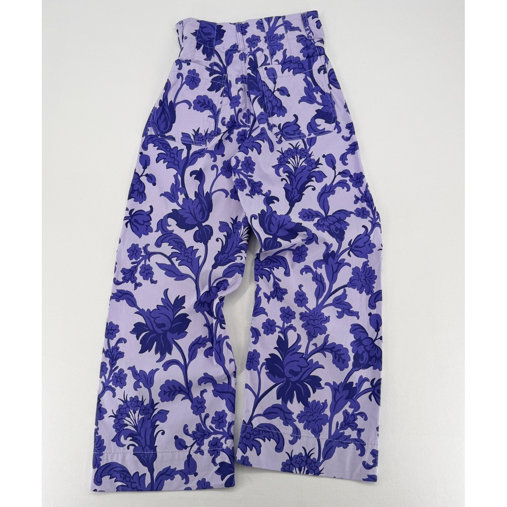 Maeve Anthropologie The Colette Floral Damask Wide Leg Pants 25 Purple Excellent - Picture 2 of 10
